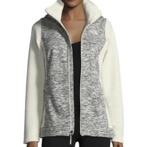 The North Face Cream and Gray Indi Parka Full Zip Fleece Jacket - Size - Medium